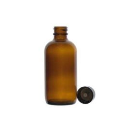 Amber Narrow-Mouth Boston Round Glass Bottle with Phenolic Closure and Rubber-Lined Cap, 60mL