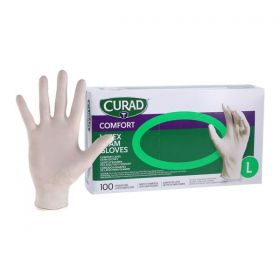 Gloves exam accucare powder-free latex 9 in large beige 100/bx, 10 bx/ca, cur8106bx