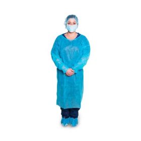 Nonsterile Polypropylene Isolation Gown, Blue, Adult XL