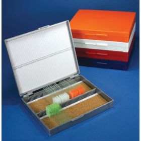 Cork-Lined Microscope Slide Box for 100 Slides, Blue