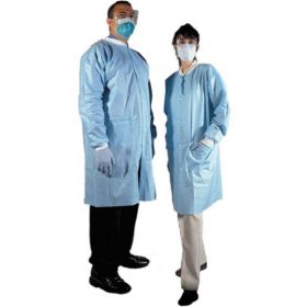 Lab Coat with Snap Closure, Blue, Size S