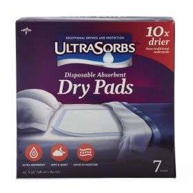 UltraSorbs Disposable Absorbent Drypad Underpads, Retail Packaging, 23" x 36", 7/PK