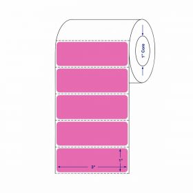 Label, 3" x 1, Hot Pink, 1385/Roll, 8 Rolls / Box