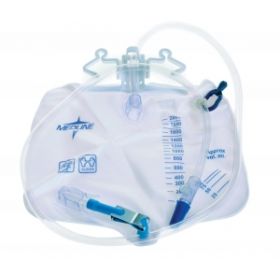Drainage Bag, 2, 000 mL, Anti-Reflux Tower with Metal Clamp
