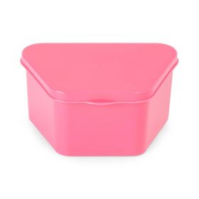 Denture Container, Cup with Attached Lid, Hot Pink, 8 oz.