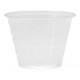 Graduated Plastic Medicine Cup, 1 oz., Calibrated in 1-8 drams, 1/8-1 fluid oz., 1-2 tablespoons, and 2.5-30 mL and cc