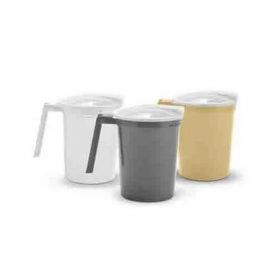 Noninsulated Plastic Pitcher with Handle and Lid, Graphite, 1, 000 cc