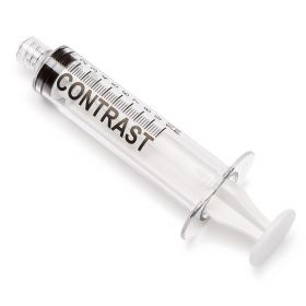 Sterile High-Pressure Pre-Labeled Contrast Syringe with Fixed Male Luer Lock Fitting, 10 mL, White