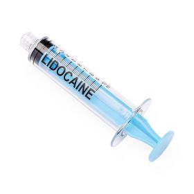 Sterile High-Pressure Pre-Labeled Lidocaine Syringe with Fixed Male Luer Lock Fitting, 10 mL, Blue