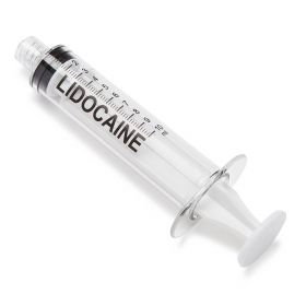 Sterile High-Pressure Pre-Labeled Lidocaine Syringe with Fixed Male Luer Lock Fitting, 10 mL, White