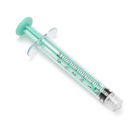 High-Pressure Polycarbonate Medication Syringe with Fixed Male Luer Lock Fitting, 3 mL, Green