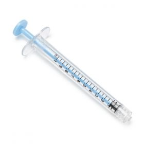 High-Pressure Polycarbonate Medication Syringe with Fixed Male Luer Lock Fitting, 1 mL, Blue