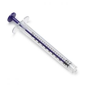 High-Pressure Polycarbonate Medication Syringe with Fixed Male Luer Lock Fitting, 1 mL, Purple