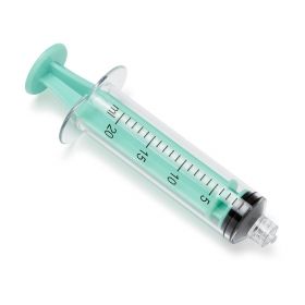 High-Pressure Polycarbonate Medication Syringe with Fixed Male Luer Lock Fitting, 20 mL, Green