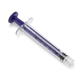 High-Pressure Polycarbonate Medication Syringe with Fixed Male Luer Lock Fitting, 3 mL, Purple