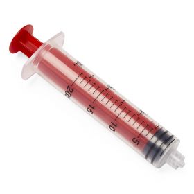 Low-Pressure Medication Syringe with Fixed Luer Lock Fitting, 20 mL, Red