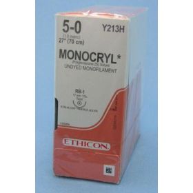 Monocryl Monofilament Suture, Undyed, 27", Size 5-0