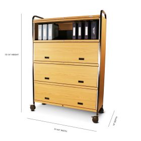 Mov-it Elite Chart Rack Privacy Cart with 4 Shelves, Oak, Large