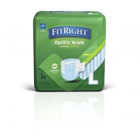 FitRight Extra Cloth-Like Adult Incontinence Briefs, Size L, for Waist Size 44"-56", FITEXTRALG