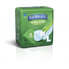 FitRight Extra Cloth-Like Adult Incontinence Briefs, Size L, for Waist Size 44"-56"