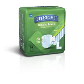 FitRight Plus Adult Incontinence Briefs, Size L, for Waist Size 44"-56"