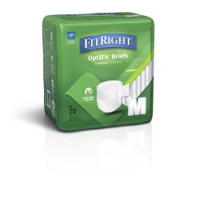 FitRight Plus Adult Incontinence Briefs, Size M, for Waist Size 32"-44"
