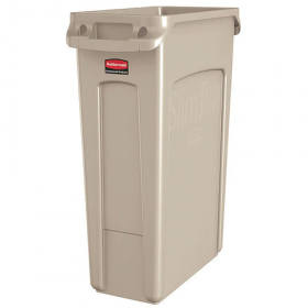 23 gal. plastic rectangular trash can, beige