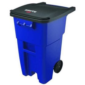 50 gal. hdpe rectangular trash can, blue