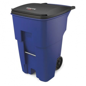 95 gal. hdpe/mdpe rectangular trash can, blue
