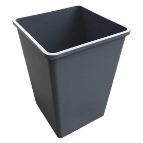 35 gal. plastic square trash can, gray