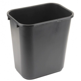7 gal. plastic rectangular wastebasket, black