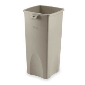 23 gal. polyethylene square trash can, beige