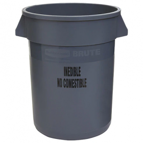 32 gal. polyethylene round trash can, gray