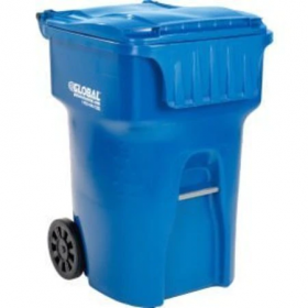 Gec153; mobile trash container, 95 gallon blue