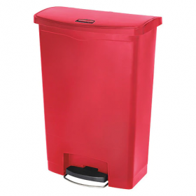 24 gal. plastic rectangular trash can, red