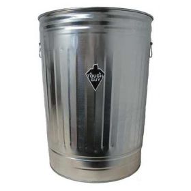 31 gal. galvanized steel round trash can, silver