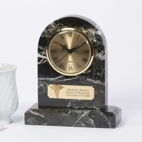 Marble Zebra Clock w/ Caduceus, Personalized