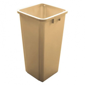 25 gal. plastic square trash can, beige