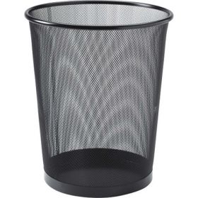 Steel Round Trash Can, Black