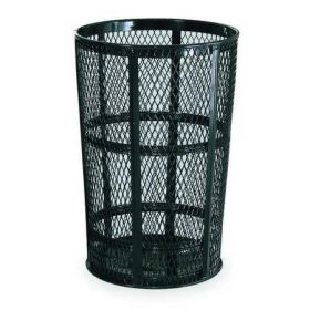 45 gal. steel round trash can, black