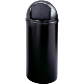Waste container, dome top, 15 gal, 15-3/8"x15-3/8"x36-1/2", bk