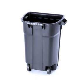 Plastic trash can with lid dolly - 32 gallon blue
