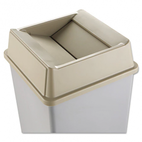Untouchable square swing top lid, plastic, 20.13wx20.13dx6.25h, beige
