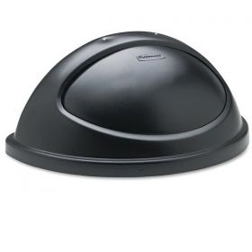 Untouchable plastic half-round lid, 21.38w x 12.38d x 9.13h, black
