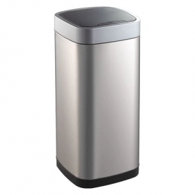 21 gal. stainless steel, abs square trash can, silver