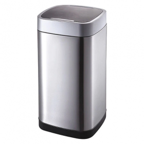 13 gal. stainless steel, abs square trash can, silver
