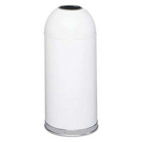 15 gal. Stainless Steel, Galvanized Steel Round Trash Can, White