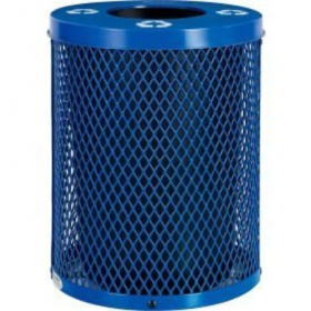 Mesh recycling can w/flat lid, 32 gallon, blue