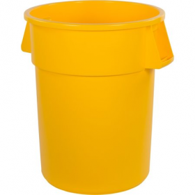 Plastic trash can with lid dolly - 55 gallon yellow