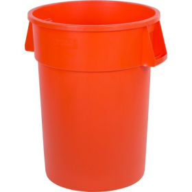 Plastic trash can with lid dolly - 44 gallon bright orange